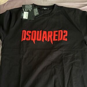 DSQUARED2 Black Short-Sleeve Tee with Red Logo